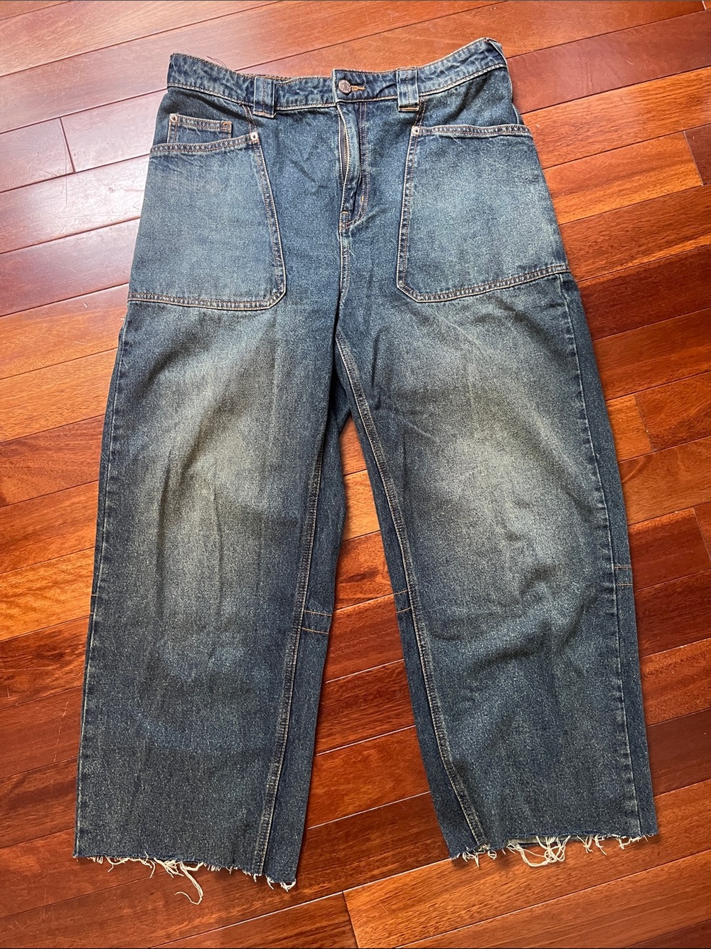 BDG Relaxed Wide-Leg Washed Indigo Denim Jeans Size 29